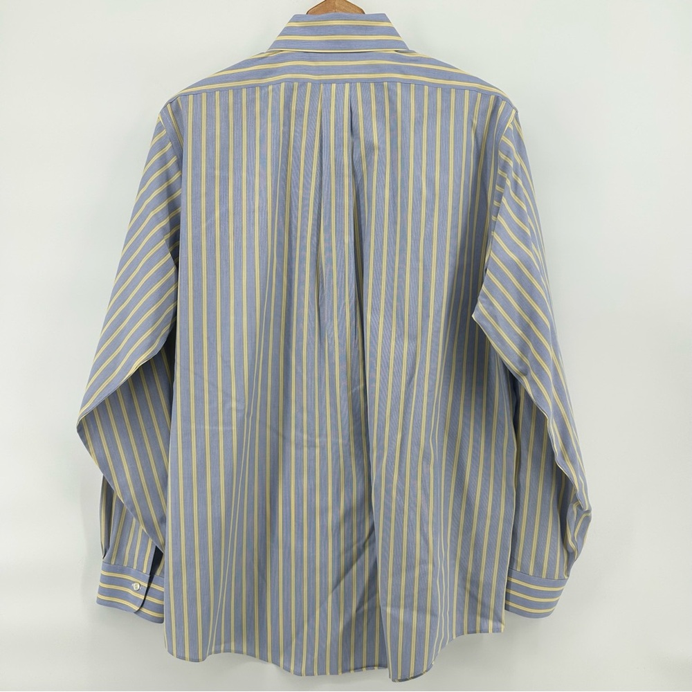 Brooks Brothers Dress Shirt Men’s 16 Button-Down Long Sleeve Striped Blue Yellow - Picture 6 of 9
